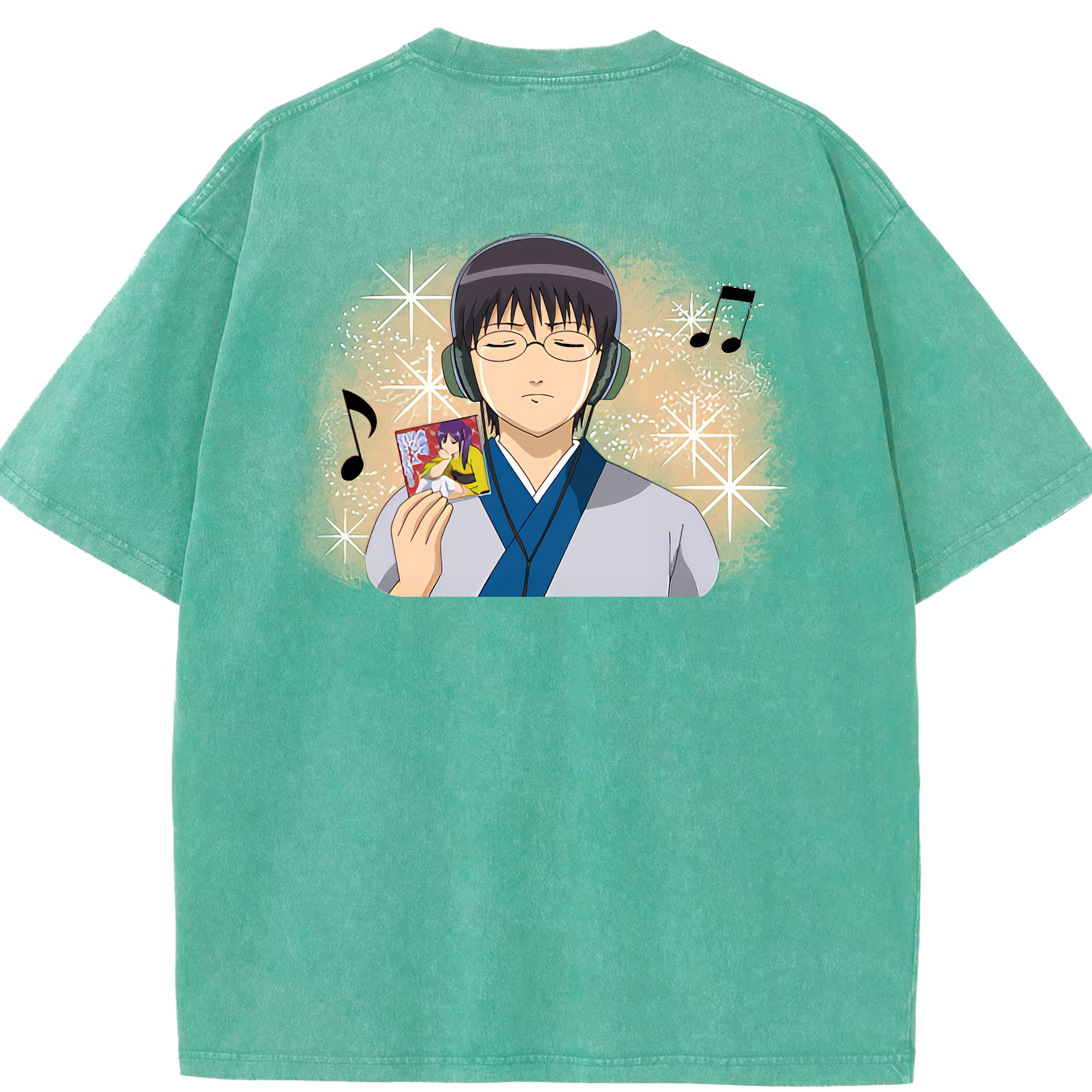 （画像用） ぎんたま 坂田銀時（さかたぎんとき） 神楽 志村新八（しむら しんぱち） GINTAMA Sakata Gintoki Kagura Shimura Shinpachi 綿100% ヴィンテージ風 半袖Tシャツ（背面プリント）